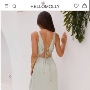 Hello Molly Piece of Your Love Satin Maxi Dress Sage